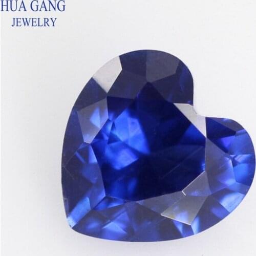 34# Blue Stone Heart Shape Princess Cut Synthetic Nano Gemstone stone For jewelry Size 3x3~12x12mm Free Shipping