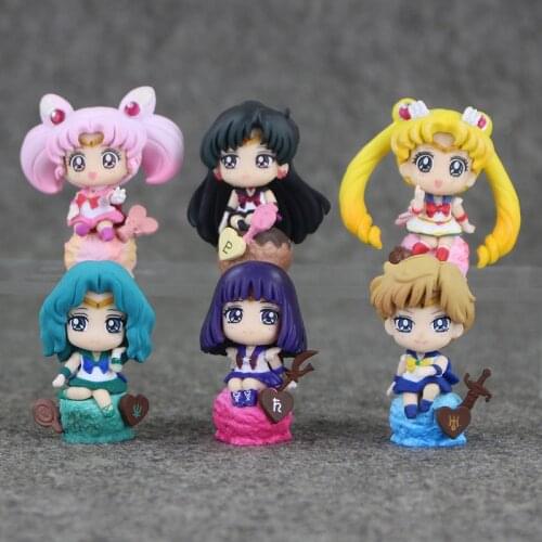 6Pcs/Set Anime Action Figure Toy Small Lady PVC Model Doll