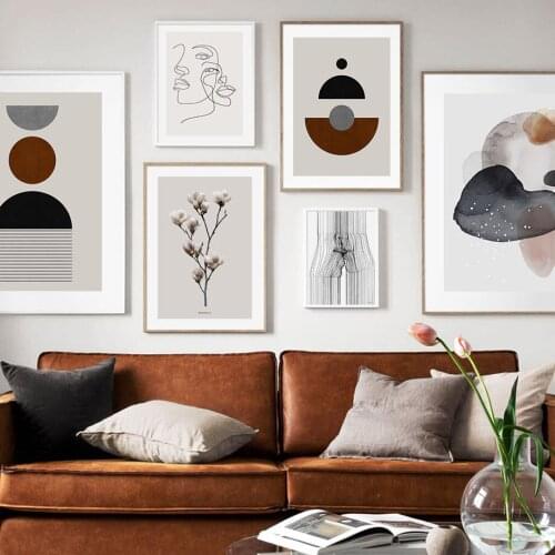 Abstract Geometric Circles Face Painting Pictures Self-adhesive Wall Stickers Wall Art Prints Poster for Living Home Decoration