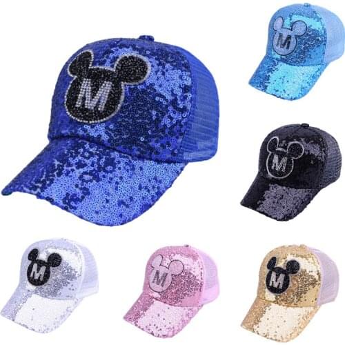 Disney Mickey Cartoon Anime Baseball Cap Hat Boys and Girls Sequined Visor Summer Cute Mesh Trendy Cool Free Shipping New 2021