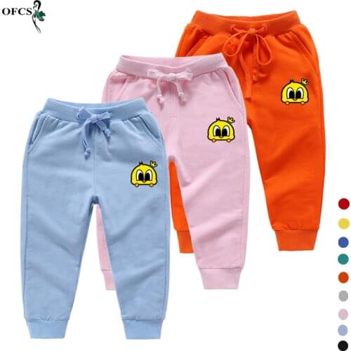Retail New Girls Pants SIZE 80M-12T Fashion Cartoon Boby Boys Casual Sport Pants Cotton Kids Jogging Enfant Childrens Trousers