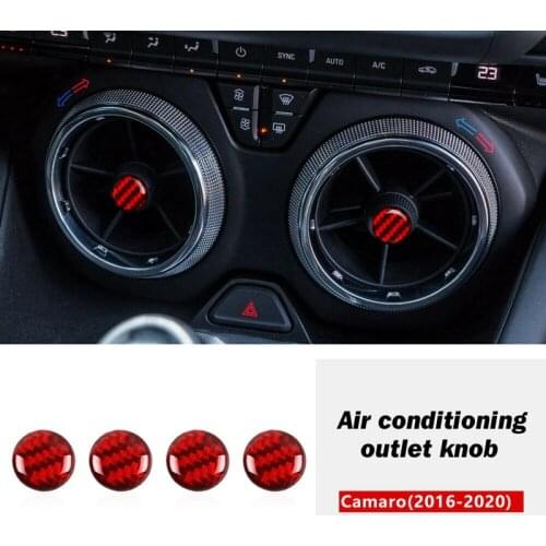 For Chevrolet Camaro 2016-2020 Real Carbon Fiber Center Console Air Conditioner AC Vent Trim 4Pcs Red