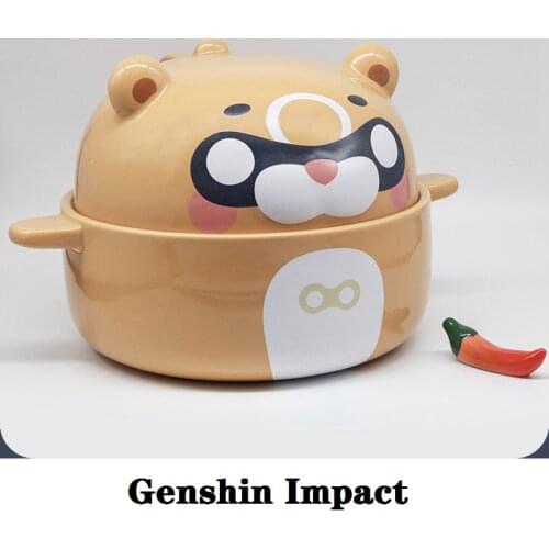 Gouba Bear Bowl Game Genshin Impact Cosplay Prop Project Xiang Ling Pet Accessories Cartoon Ceramic Eating Utensils Kids Gifts