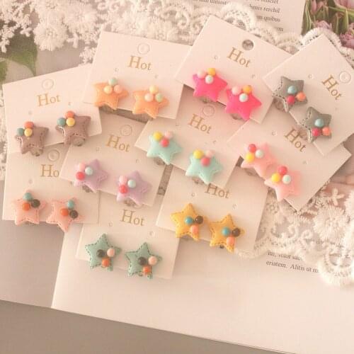 Candy Colors Childrens Star Without Pierced Ear Clip Earrings Baby Princess Party Lovely Jewelry Version of the Female Gift