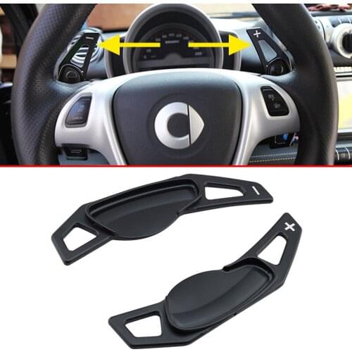 For Smart Fortwo W451 2007-2014 Aluminum Steering Wheel Gearshift Gear Shift Paddle Extend Accessories Black