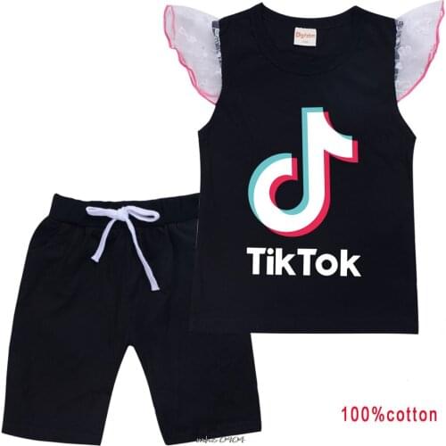 Tik Tok Cotton Baby Sets Leisure Teenagers Sport Suits Boy T-shirt + Shorts 2pcs Boys Sets Summer Toddler Girls Clothes Sets