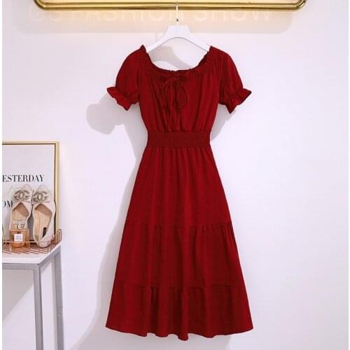 2021 Top Fashion Hot Sale No. 2 In 2, 20563 (4) The Film Web Celebrity Figure Pure Color Long Short-sleeved Dress Is 53