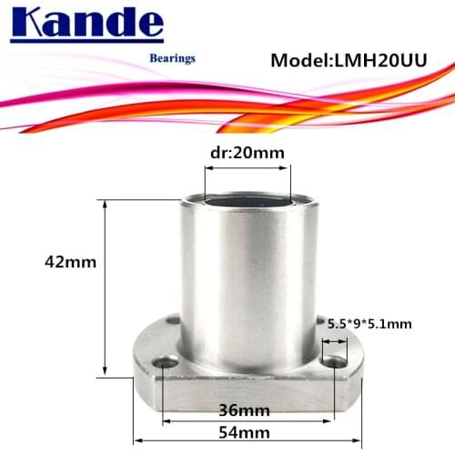 LMH20 UU 1pcs/lot LMH20UU Round Flange Linear Ball Bearing 20mm LMH20 For 3D printer SMH20UU Kande Bearings