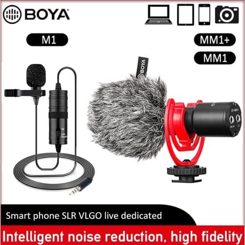 BOYA BY-M1MM1MM1+ Video Record Microphone Lavalier Audio Collar Condenser Lapel Mic for Camera Youtube iPhone Android Smartphone