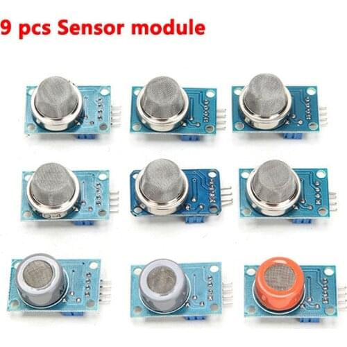 9Pcs/lot MQ2 MQ-3 MQ-4 MQ-5 MQ-6 MQ-7 MQ-8 MQ-9 MQ-135 Sensor Module