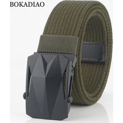 BOKADIAO Men Canvas belt Fashion casual luxury metal buckle cotton waistband wild jeans belts nylon belt high quality male strap
