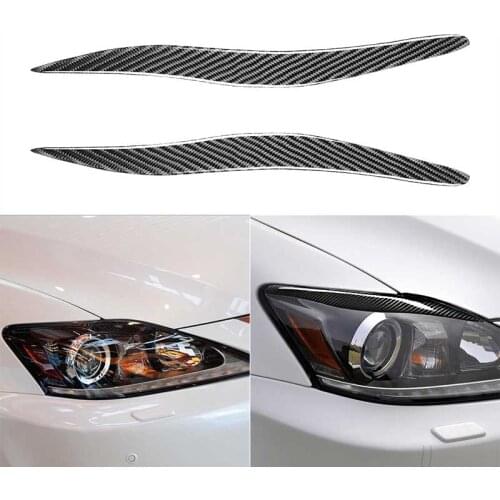 Real Carbon Fiber Car Headlight Eyebrows Eyelids Cover Trim Front Headlamp Accessories Auto For Lexus IS IS250 IS300 2006-2012