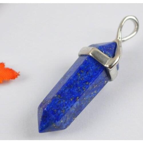 Natural Lapis Bead Lucky Point GEM Pendant Jewelry S1175