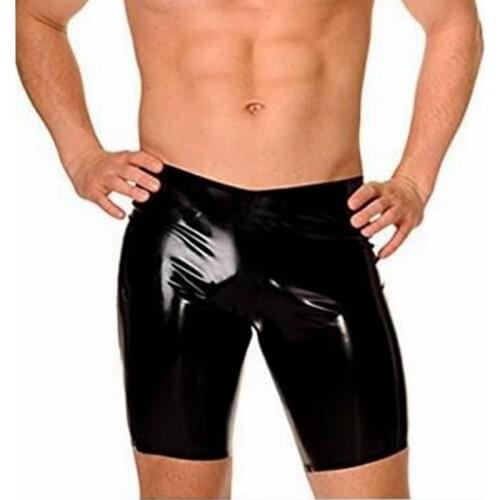 CFYH New Sexy Men Skinny Faux PU Leather Shorts Wetlook Black Short Leather Shorts Vinyl Leggings Male Clubwear Sex Lingerie