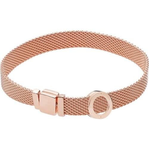 NEW 100% 925 Sterling Silver Reflexions Bracelet Set Rose Gold Round Elegant Fit European DIY Original Charm Bead Jewelry Gift