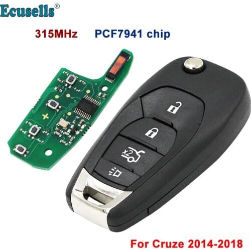 NEW Style Modified Flip 4 Button Remote Key 315MHZ PCF7941 ID46 chip For Chevrolet Cruze 2015 2016 2017 2018 uncut