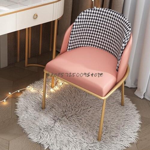 Dining chair home light luxury nordic net red creative chair modern minimalist coffee casual houndstooth backrest makeup chair
