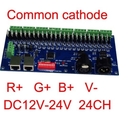 Common anode 24 channel DMX512 RGB controller 8groups RGB output 24CH DMX512 decoder DC5-24V input
