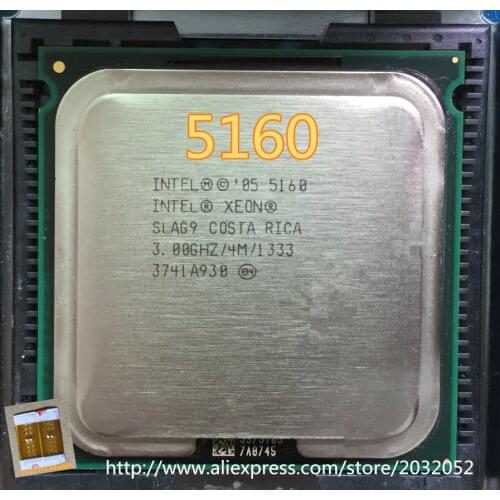 Original Intel Xeon 5160 3.0GHz/4M/1333 Processor close to LGA771 (Give Two 771 to 775 Adapters)