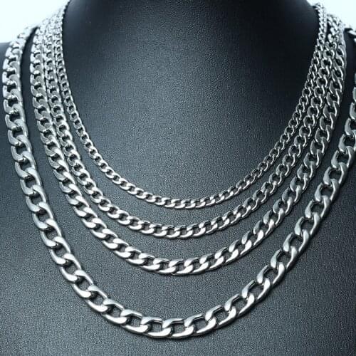 Modyle New Stylish Figaro Link Chain Necklaces for Men Solid Gold Silver Color Stainless Steel Hip Hop Male Jewelry