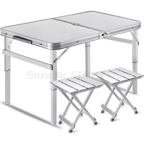 Portable Outdoor Stall Desk Lifted Folding Multifunctional Camping Table with Handle Light Set of Table and Chair BBQ Accessory