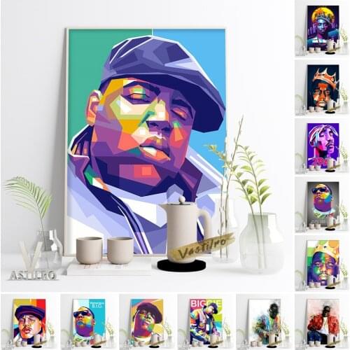 Rapper Singer All Star Poster Tupac Shakur 2Pac Eminem Notorious B.I.G. Art Prints Picture Hip Hop Music Bar Pub Club Wall Decor