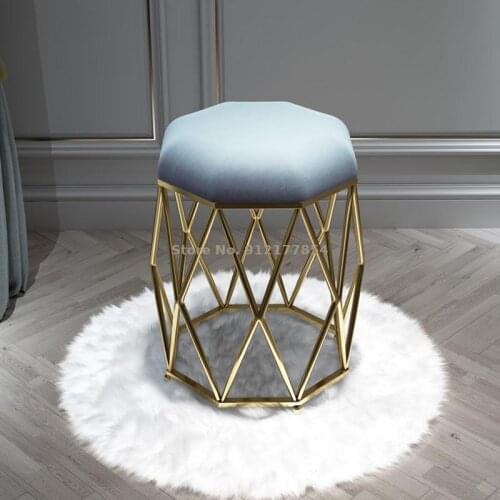 Nordic ins wind chair simple household dressing stool golden birds nest iron art makeup chair manicure backrest shoe changing