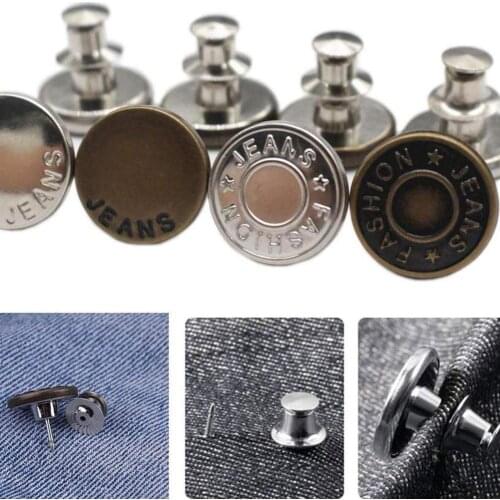 5Set/Lot Mixed Metal Buttons Reusable Stretch Chucks No Accessories For Jeans Sewing Button Clip Sew Snap Needed Fasteners A2K1