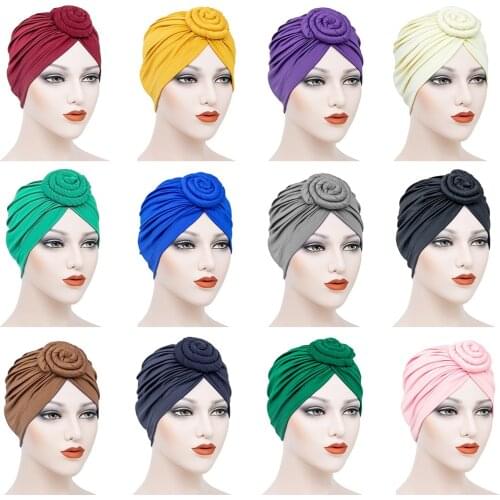 Women Tie Turban Hat Bohemian Style Jersey Top Knot Turban African Twist Headwrap Hats for Women Ladies India Hat Muslim Cap