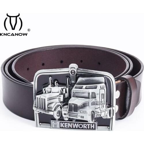 Vintage Belts For Mens 100% Real High Quality Full Grain Genuine Leather Kenworth Jeans Truck Driver 130cm Cintos Masculino