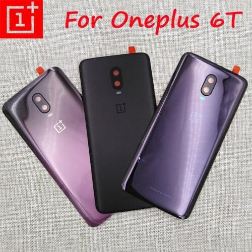 Back Battery Cover For Oneplus 1+ 6T Glass Rear Door Housing Panel Case Repair Replacement Parts With Camera Len For One Plus 6T
