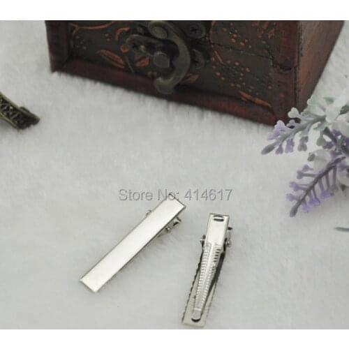 50 pcs 32x6mm Silver Metal Alligator Prong Hair Clip Craft Wedding Party DZ014