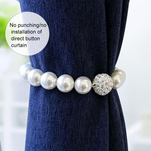 ABS Pearl Curtain Bandage Tieback With Magnet Decorative Curtain Buckle Curtains Hanging Holdback Rope Accessories For Home
