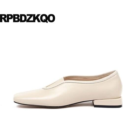 Shallow designer shoes women luxury 2019 china genuine leather slip on flats chinese ladies spring autumn fashion square toe