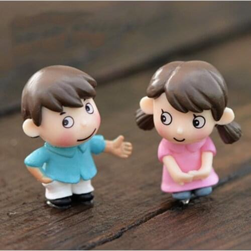 ZOCDOU 2 Pieces Lover Boy Girl Wedding Small Statue Mini Figurine Crafts Japan Korea Ornament Miniatures Play House DIY Decor