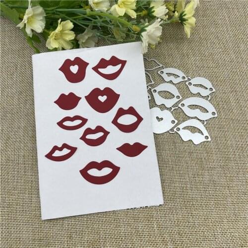 10pcsRed lip set background Metal Cutting Dies Stencils For DIY Scrapbooking Decorative Embossing Handcraft Die Cutting Template