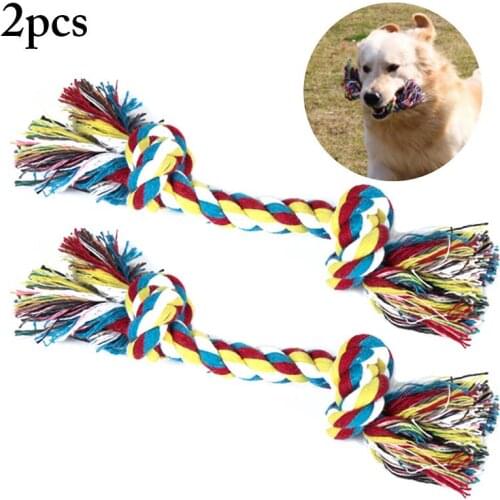2Pcs/Set Cute Pet Rope Toys Cotton Bite Resistant Dog Rope Toy Pet Chewing Toy Pet Supplies Dog Favors Random Color