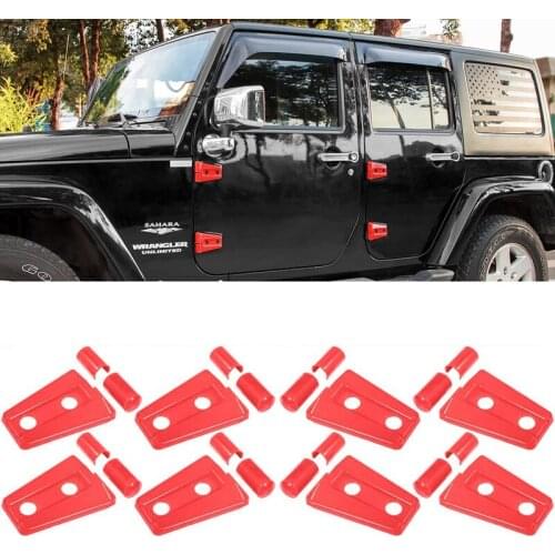 24Pcs/Set Car Door Hinge Cover Trim Exterior Accessories for Jeep Wrangler JK JKU Sport Rubicon Sahara X 2007-2018 Red