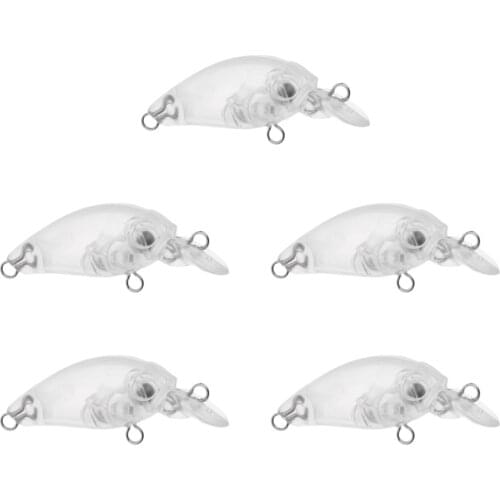5 Pieces Unpainted Fishing Plug Clear Hard Fishing Lures 4.7cm Diving Blank Lure Body Fishing Lures