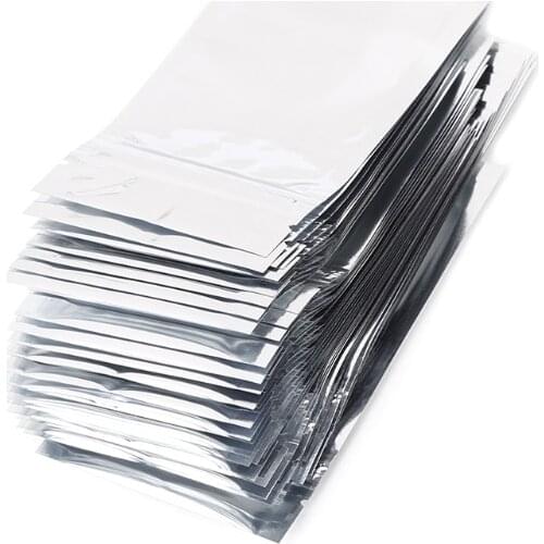 50 Pcs Silver Aluminum Foil mylar recloeable Ziplock Bag Front Clear Leak Proof 7x13cm