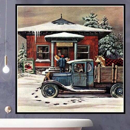 5D DIY Full Square/Round Diamond Painting Embroidery Landscape Snowhouse Dog Mosaic 3D Diamond Cross Stitch Needlework Home Deco