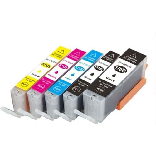 5x Compatible Canon PGI-570XL/CLI-571XL Ink Cartridges for Canon PIXMA MG5750 MG5751 MG5752 MG5753 MG6850 MG6851 MG6852 MG6853
