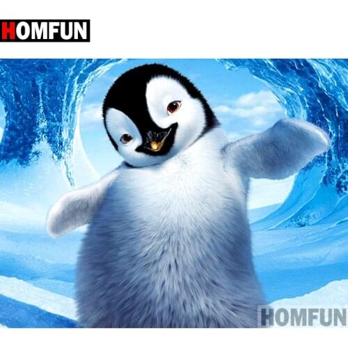 HOMFUN Full Square/Round Drill 5D DIY Diamond Painting "Animal penguin" Embroidery Cross Stitch 5D Home Decor A14274