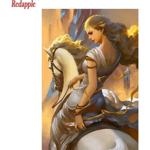 Diamond Mosaic Fantasy art, beautiful woman riding a horse round drill Cross Stitch Diamond Painting Full Square Decor For Home