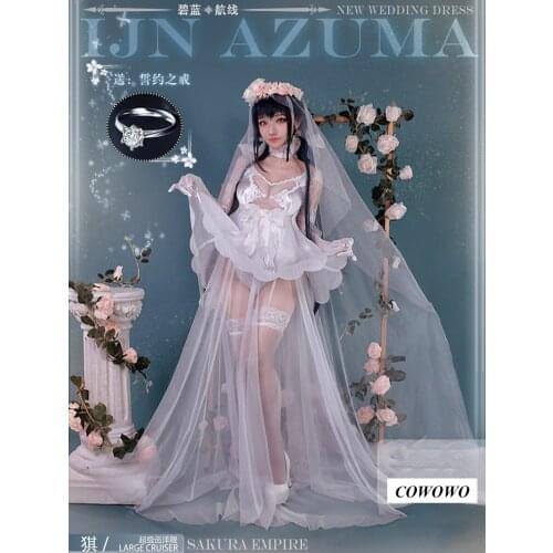 Anime! Azur Lane IJN Azuma Sakura Empire Elegant New Wedding Dress Uniform Cosplay Costume Halloween Party Role Play Outfit