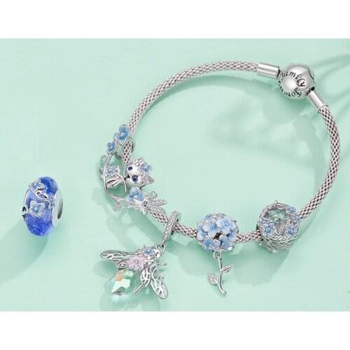 WOSTU Authentic 925 Sterling Silver Fairy Garden Flowers Beads Charms Pendants Fit Original Bracelet Women DIY Fine Jewelry Gift