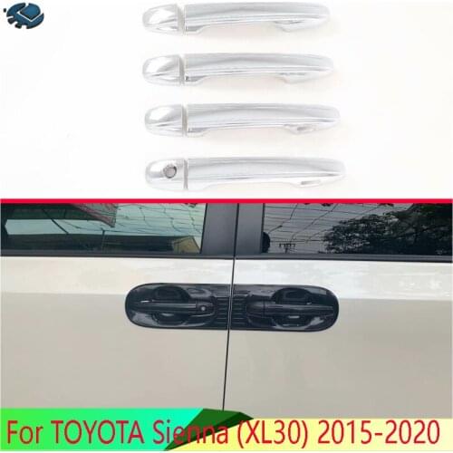 For TOYOTA Sienna (XL30) 2013-2020 ABS Chrome Door Handle Cover With Smart Key Hole Catch Cap Trim Molding