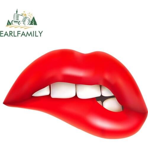 EARLFAMILY 13cm x 8.1cm Car Decal JDM Sexy Biting Lip Car Truck Window Vinyl Reflective Waterproof Car Stickers Car Styling