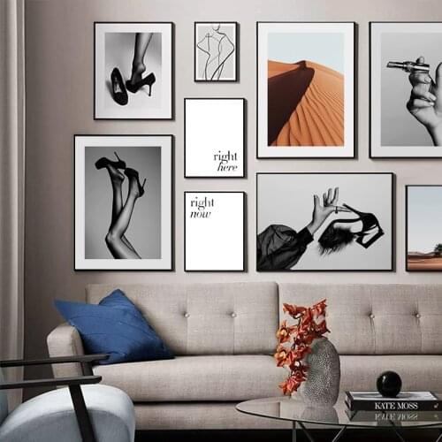 Canvas Painting Modern Figure Abstract Wall Art Fashion Poster Shoe Black WhitePrint Pictures For Living Home Room Bedroom Decor