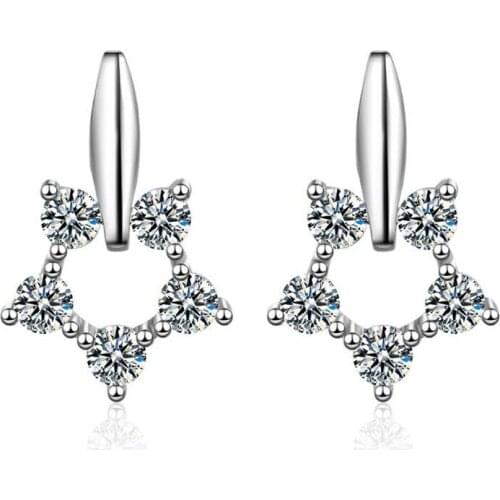 KOFSAC Latest 925 Sterling Silver Stud Earrings For Women Shiny Zircon Star Earring Lady Jewelry Fashin Engagement Accessories